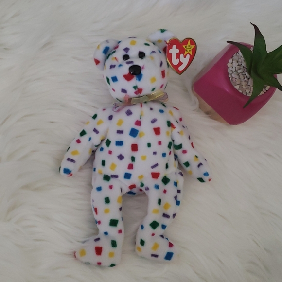 Ty Accessories - TY Original 2k Confetti White Beanie Baby